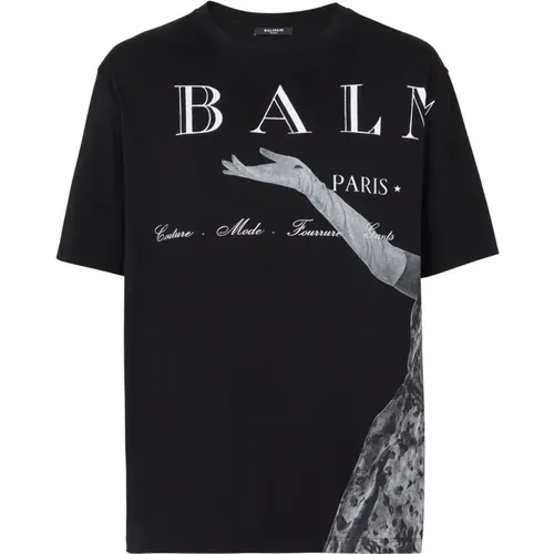 T-shirt with Jolie Madame print , male, Sizes: S, XS, L - Balmain - Modalova