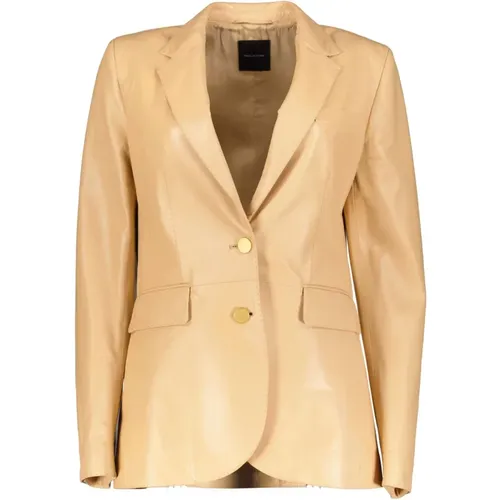 Honey Leather Blazer Gold Buttons , female, Sizes: S - Tagliatore - Modalova