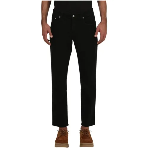 Lines velvet slim cropped trousers , male, Sizes: W30 - Department Five - Modalova