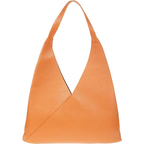 Orange Leder Dreieck Design Hobo Tasche , Damen, Größe: ONE Size - Liviana Conti - Modalova