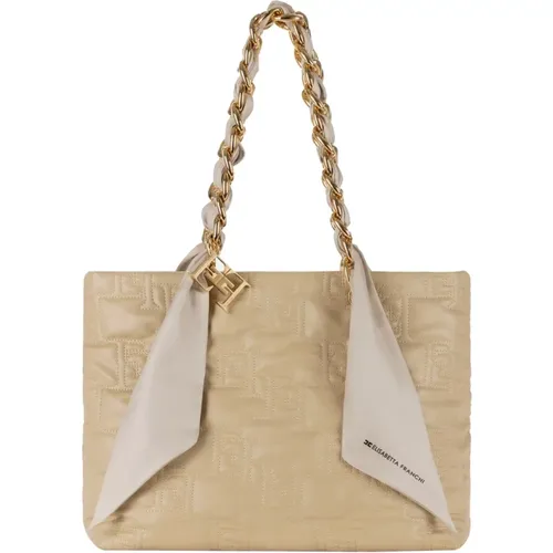 Gesteppte Kettengriff Shopper Tasche,Stilvolle Sand Taschen Kollektion - Elisabetta Franchi - Modalova
