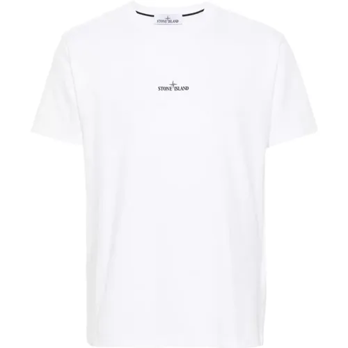Logo Print Jersey T-shirt Weiß , Herren, Größe: M - Stone Island - Modalova