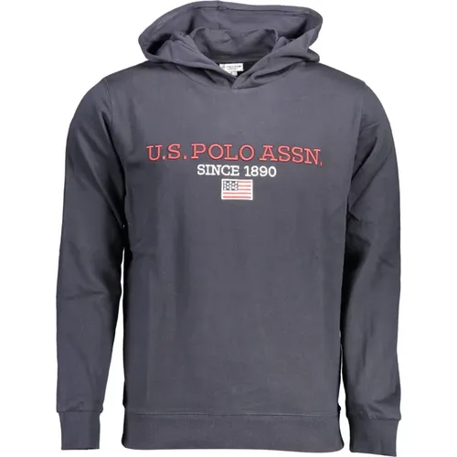 Kapuzenpullover Blau Kontrast Logo , Herren, Größe: L - U.S. Polo Assn. - Modalova