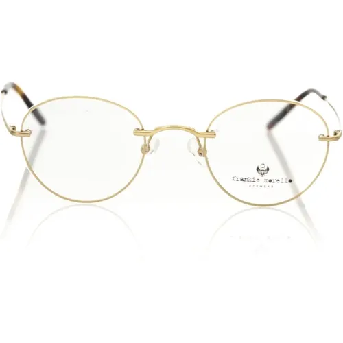 Gold Metallic Round Eyeglasses , unisex, Sizes: ONE SIZE - Frankie Morello - Modalova