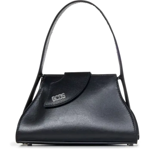Leather Bag with Asymmetric Flap and Nickel Silver Logo , female, Sizes: ONE SIZE - Gcds - Modalova