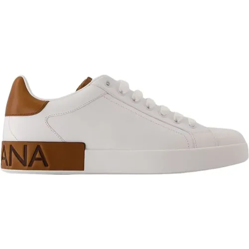 Weiße Leder Low Top Sneakers - Dolce & Gabbana - Modalova