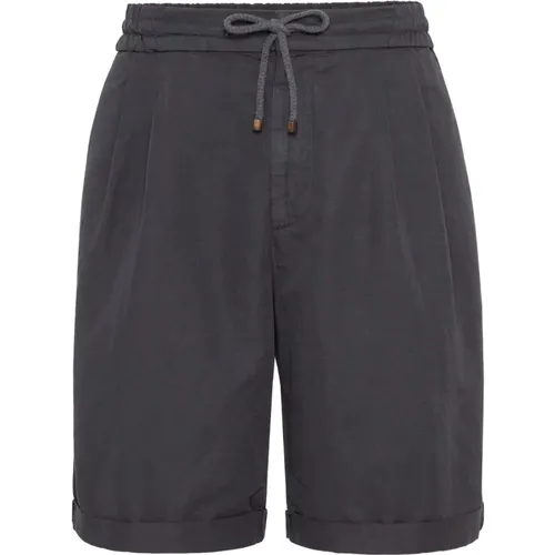 Linen/Cotton Drawstring Shorts , male, Sizes: 2XL - BRUNELLO CUCINELLI - Modalova
