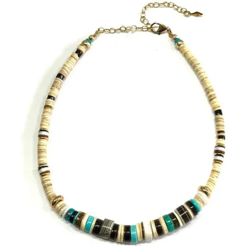 Shell and Turquoise Necklace , female, Sizes: ONE SIZE - Gachon Pothier - Modalova