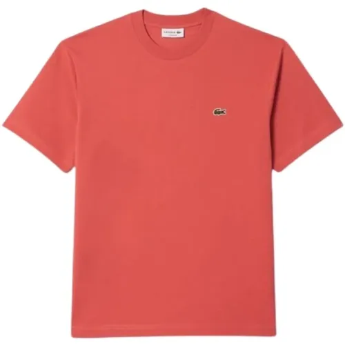 Rotes Klassisches Logo T-Shirt - Lacoste - Modalova
