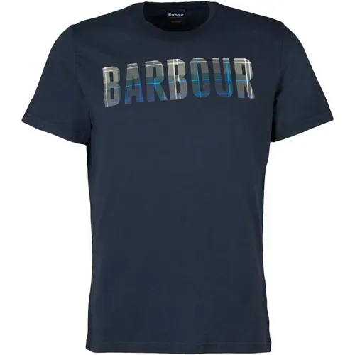 Navy Tartan Grafik T-Shirt , Herren, Größe: 2XL - Barbour - Modalova