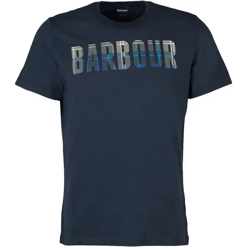 Navy Tartan Grafik T-Shirt , Herren, Größe: XL - Barbour - Modalova