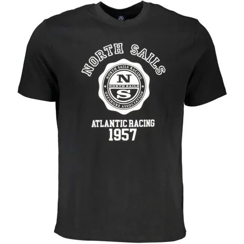 Racing T-Shirt Schwarz Stilvoller Druck , Herren, Größe: M - North Sails - Modalova