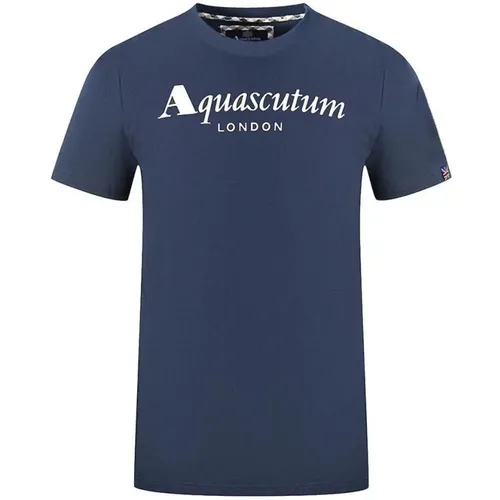 Herren Baumwoll T-shirt mit Logo,Baumwoll-T-Shirt mit Union Jack Flagge - Aquascutum - Modalova