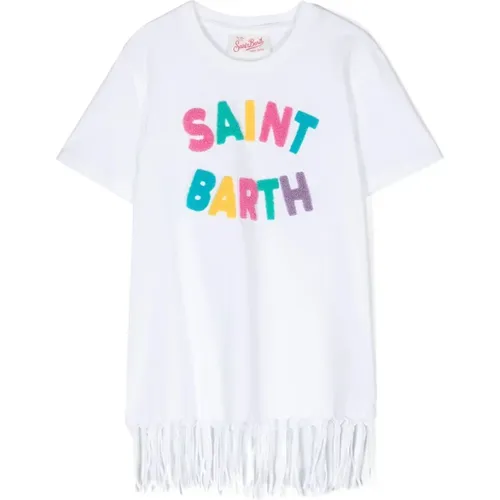 Weiße Baumwoll-T-Shirt mit Logo-Patch - Saint Barth - Modalova