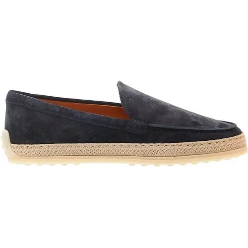 Blaue Wildleder-Loafers mit Seil , Damen, Größe: 38 1/2 EU - TOD'S - Modalova