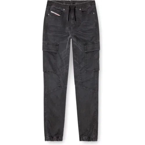 Schwarze Slim Stretch Panel Cargo Jeans - Diesel - Modalova