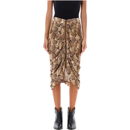 Snake Print Midi Skirt Sand , female, Sizes: S - Isabel marant - Modalova