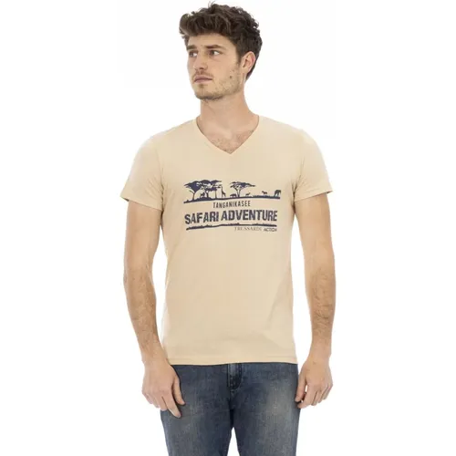 Kurzarm V-Ausschnitt T-Shirt , Herren, Größe: M - Trussardi - Modalova