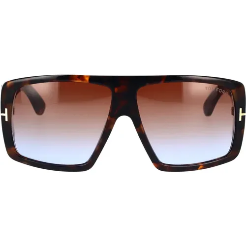 Klassische quadratische Sonnenbrille mit Havana-Rahmen und braunen Verlaufsgläsern - Tom Ford - Modalova