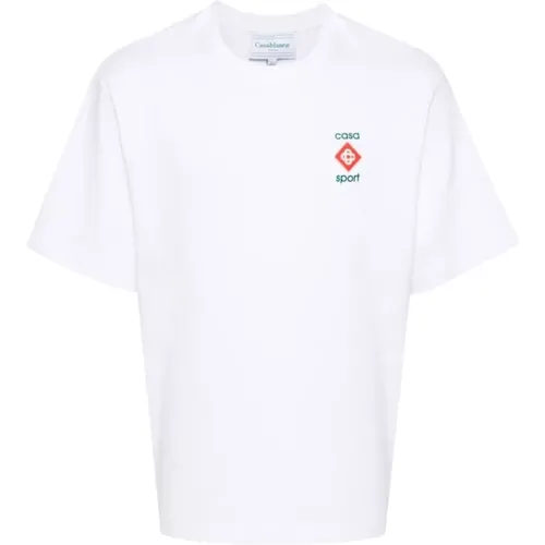 Bio-Baumwoll T-Shirt mit Rundhalsausschnitt , Herren, Größe: M - Casablanca - Modalova