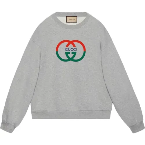 Grey Logo Print Sweater , male, Sizes: 3XL - Gucci - Modalova