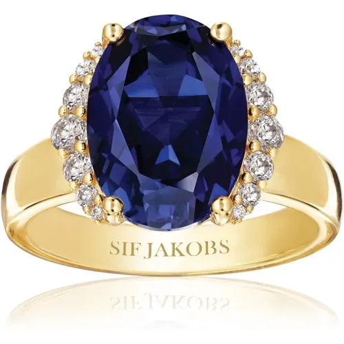 Blauer Zirkon Ellisse Gold Ring , Damen, Größe: 56 MM - Sif Jakobs Jewellery - Modalova