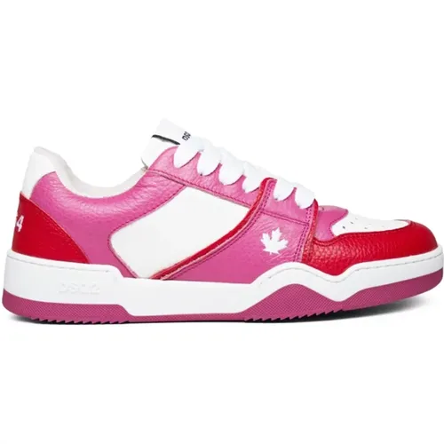 Leaf Logo Sneakers Weiß/Fuxia/Rot , Damen, Größe: 38 EU - Dsquared2 - Modalova