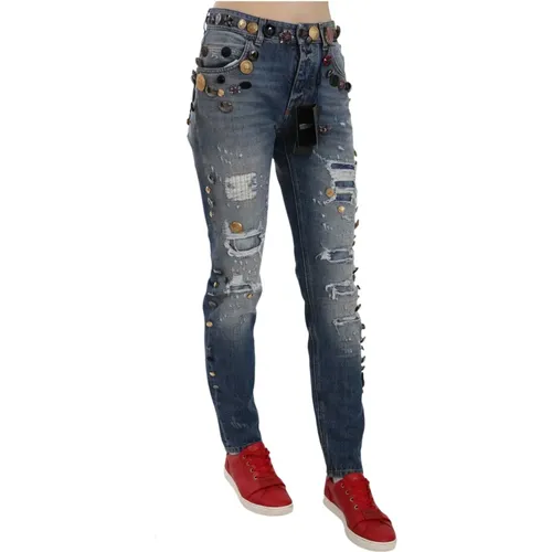 Kristallverzierte Denim-Jeans - Dolce & Gabbana - Modalova