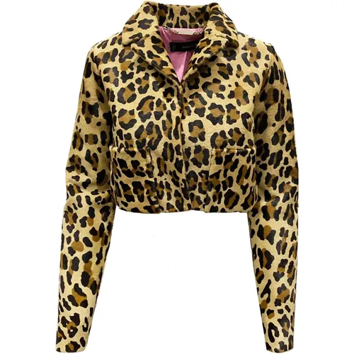 Leopard Print Cropped Jacket , female, Sizes: S - Dsquared2 - Modalova