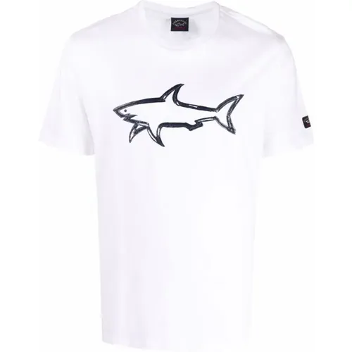 Logo-Print Baumwoll T-Shirt , Herren, Größe: 2XL - PAUL & SHARK - Modalova