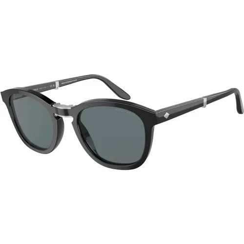 Faltbare Sonnenbrille Schwarz/Blau , Herren, Größe: 51 MM - Giorgio Armani - Modalova