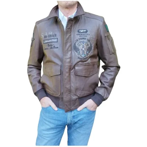 Leather Pilot Jacket , male, Sizes: XL, 2XL, L - aeronautica militare - Modalova