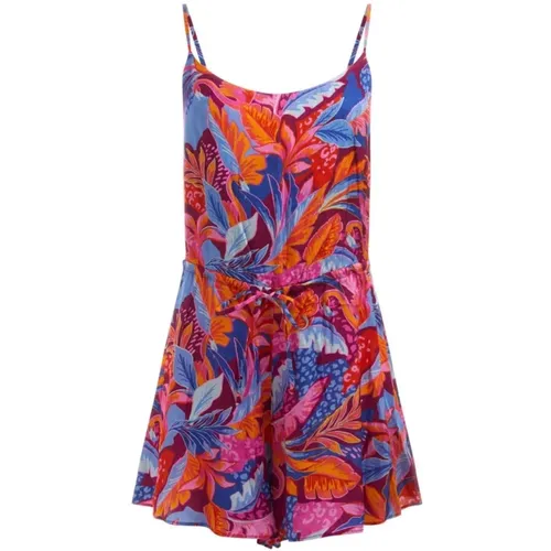 Blumiger Taillierter Playsuit , Damen, Größe: M - Guess - Modalova