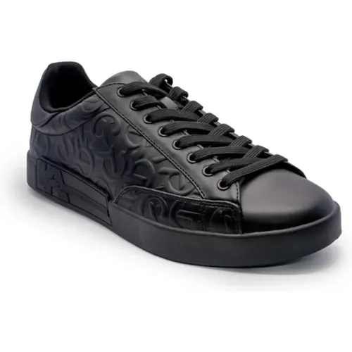 Schwarze Herren-Sneaker mit Logodetails , Herren, Größe: 43 EU - Guess - Modalova