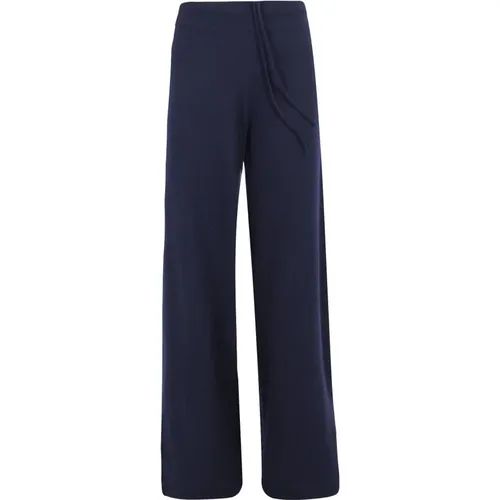 Marlo Navy Cashmere Wide Leg Pants , female, Sizes: M - Lisa Yang - Modalova