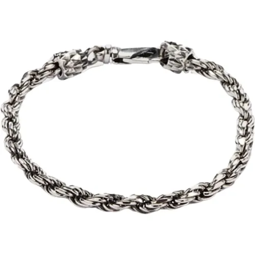 French Rope Silver Bracelet , male, Sizes: M, S, L - Emanuele Bicocchi - Modalova