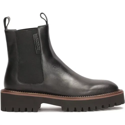 Schwarze Chelsea-Boots mit brauner Paspelierung an der Sohle , Damen, Größe: 40 EU - Kazar - Modalova