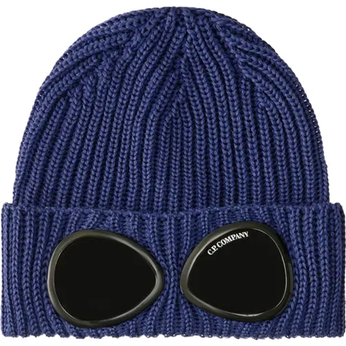 Ribbed Knit Beanie with Goggle Lenses , unisex, Sizes: ONE SIZE - C.P. Company - Modalova