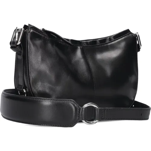 Zeitlose Schwarze Leder-Schultertasche , Damen, Größe: ONE Size - Vagabond Shoemakers - Modalova