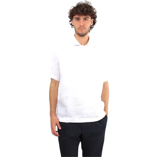 Weiße Leinenhemd Französischer Kragen , Herren, Größe: 2XL - Paolo Pecora - Modalova