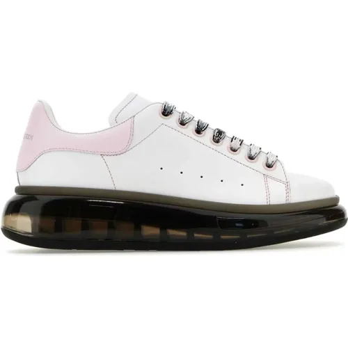 Weiße Ledersneaker mit pinkem Absatz , Damen, Größe: 38 1/2 EU - alexander mcqueen - Modalova