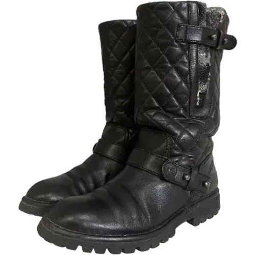 Gepolsterte Leder Bikerstiefel - Chanel Vintage - Modalova