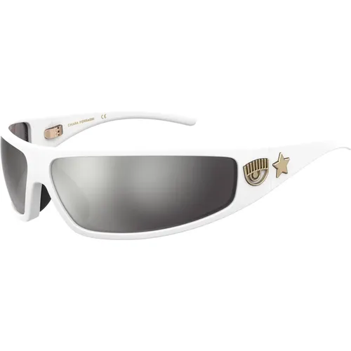 Weiße/Silberne Sonnenbrille CF 7017/S , Damen, Größe: ONE Size - Chiara Ferragni Collection - Modalova