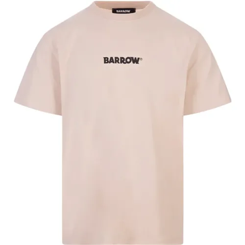 Brown Cotton T-shirt with Logo Print , male, Sizes: L, M, XL - Barrow - Modalova