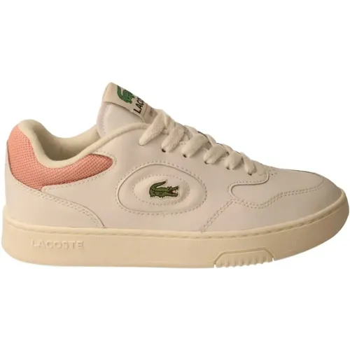 Weiße Ledersneaker mit rosa Detail , Damen, Größe: 36 EU - Lacoste - Modalova