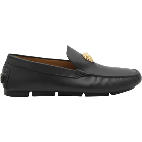 Schwarze flache Schuhe , Herren, Größe: 39 EU - Versace - Modalova