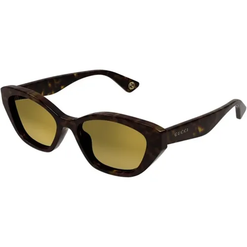 Havana Gold Sunglasses Gg1638S 002 , female, Sizes: 54 MM - Gucci - Modalova