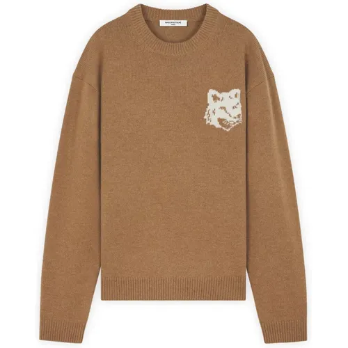 Intarsia Wolle Logo Pullover , Herren, Größe: L - Maison Kitsuné - Modalova