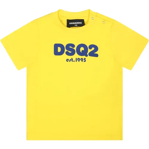 Gelbes Baumwoll-T-Shirt Kurze Ärmel - Dsquared2 - Modalova