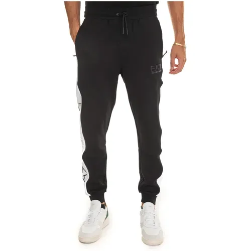 Stretch Fleece Trousers with Zip Pockets , male, Sizes: L - Emporio Armani EA7 - Modalova